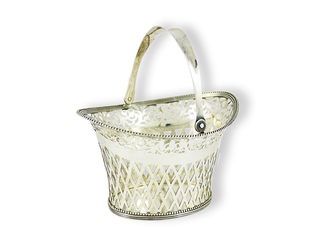 Dutch silver open worked sweetmeat basket Amsterdam 1807-1809