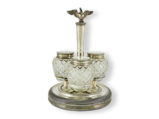 Dutch silver and cut crystal inkstand, Bennewitz & Zn. Amsterdam 1828