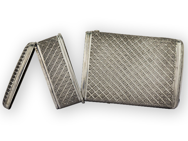 Dutch silver Cigar & Vesta Case opened