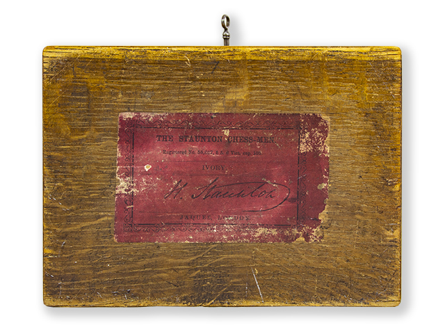 original mahogany box bottom with label