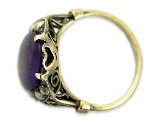 14K-Gold-ring-set-with-amethys-old-cut-diamonds-Dutch-1910