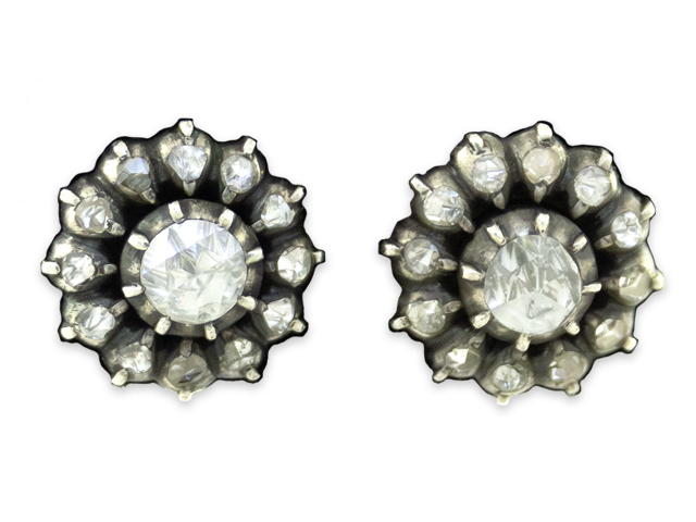 Gold-silver-roset-earpins-set-rosecut-diamonds-1900